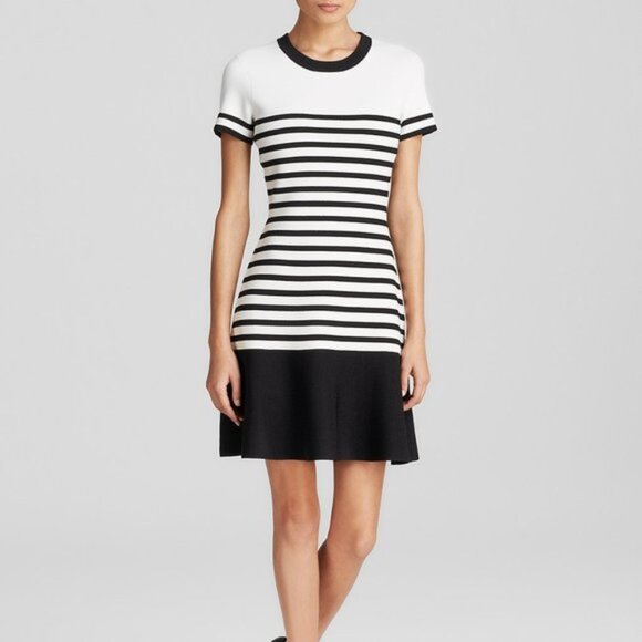 Kate Spade New York Striped Mini Knit Dress With Short Sleeves - Picture 1 of 9